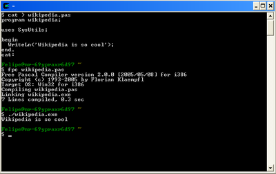 Free Pascal, запущенный из среды cygwin