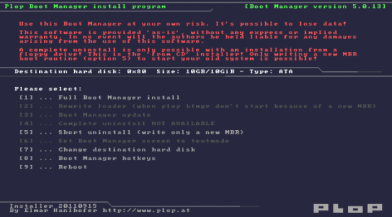 установка Plop Boot Manager