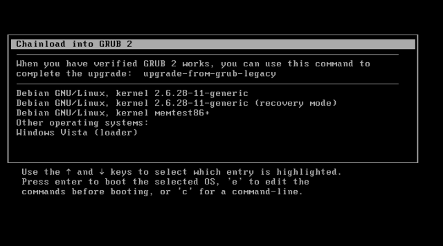 Последовательная загрузка внутри GRUB 2