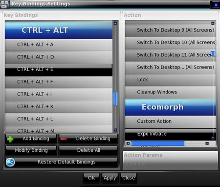 Установка сочетания Ctrl+Alt+E для модуля Expo