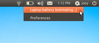 Стандартный индикатор батареи в Ubuntu