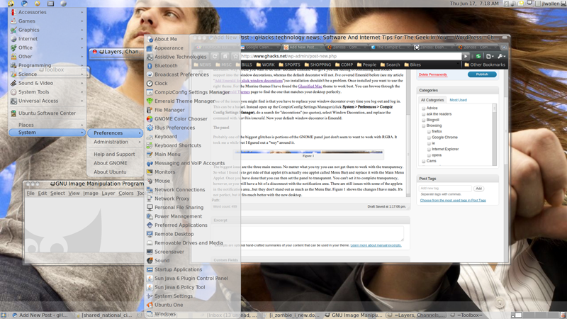 RGBA в Ubuntu. Пример настроенной панели