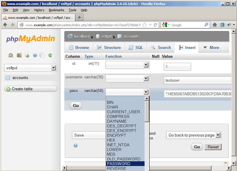администрирование базы данных в phpMyAdmin
