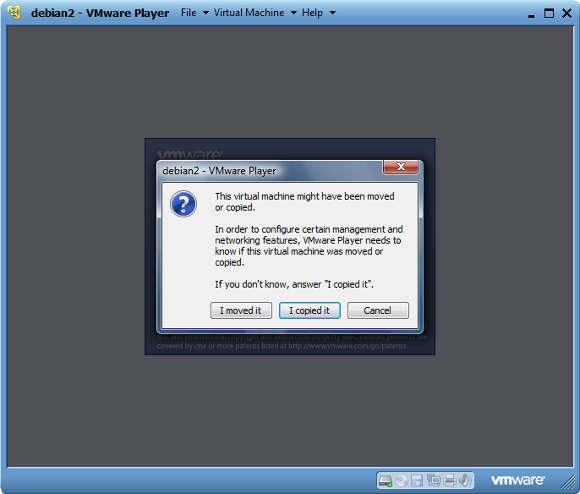 сообщение VMware Player