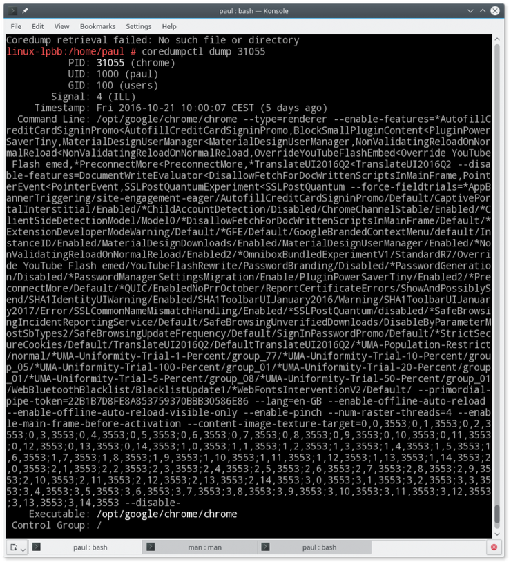 Параметр dump позволяет получить гораздо больший объем информации об интересующем вас дампе памяти