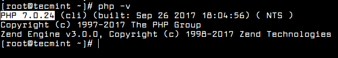 проверка установленной версии php
