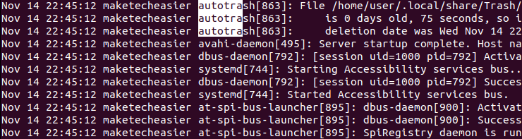 Записи в журнале systemd
