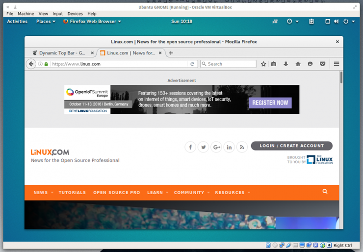 Расширение Dynamic Top Bar улучшает внешний вид окружения рабочего стола GNOME 3